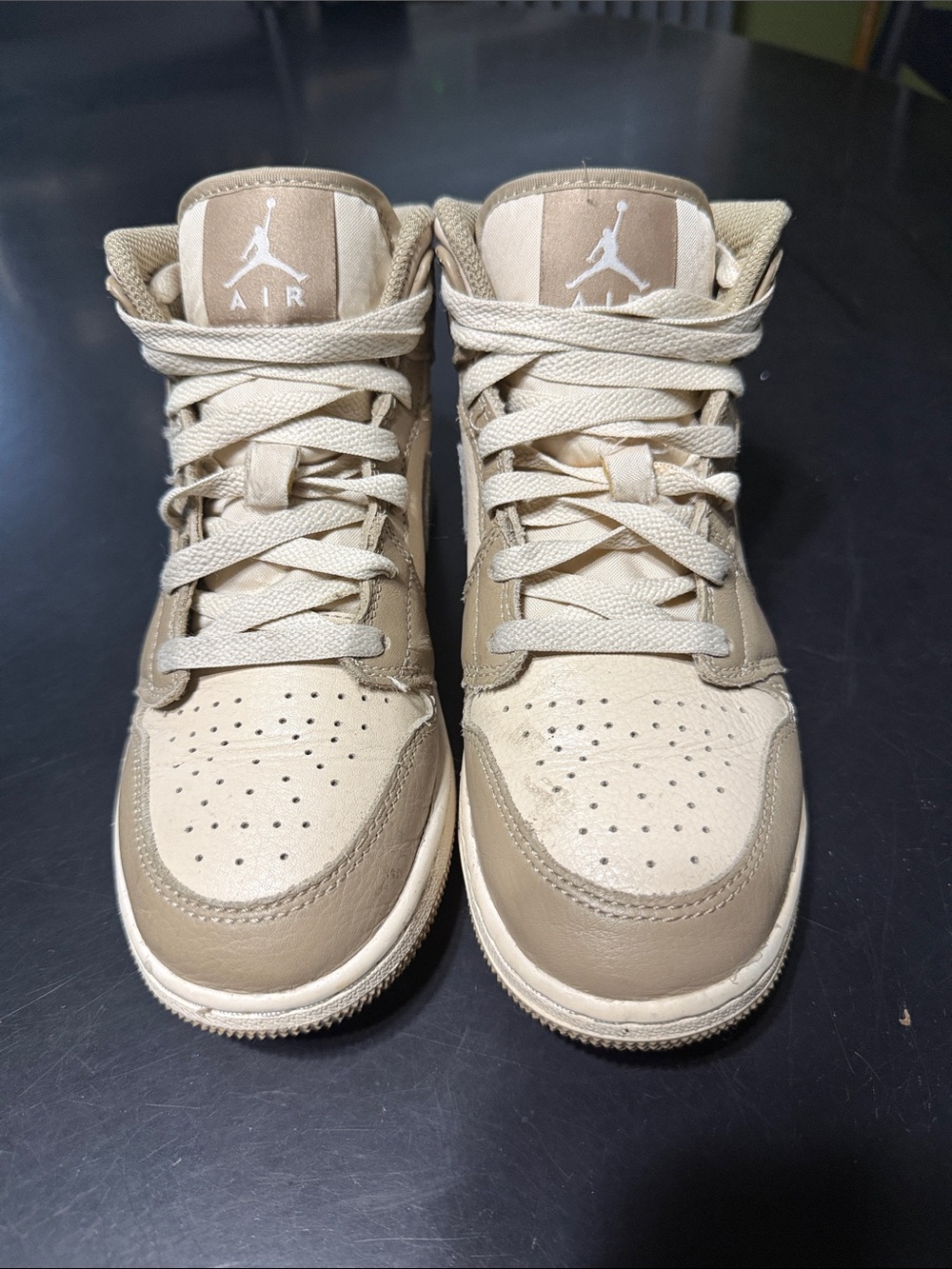 Jordan Kids Tan and Beige High-Top Sneakers